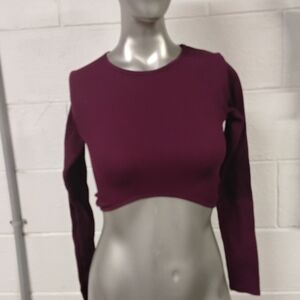 Women's Long Sleeve Crop Top - Purple